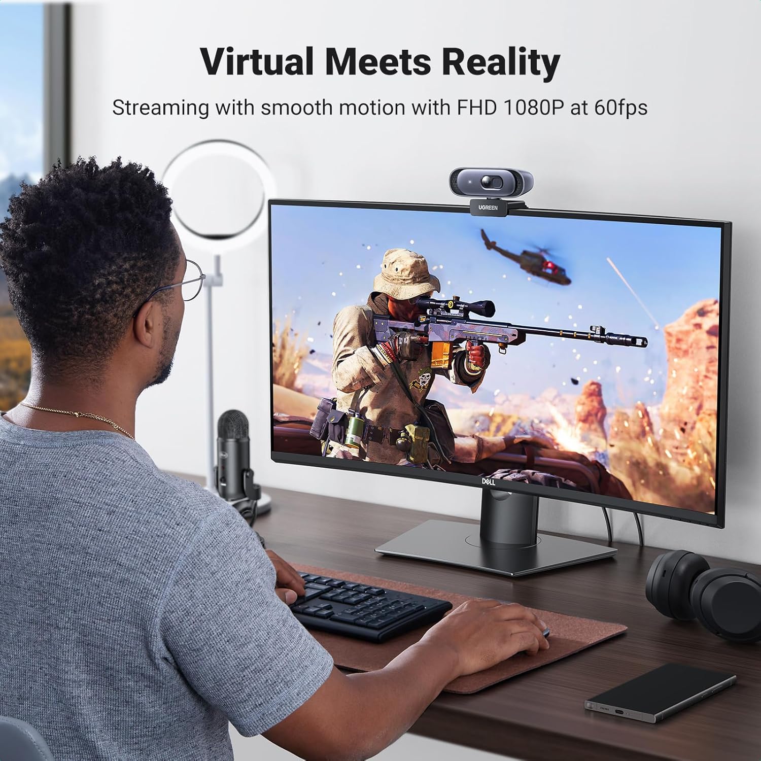 UGREEN 35626 2K Webcam Full HD 1080p/60fps with Autofocus, Dual Mics & Privacy Cover - Image 3