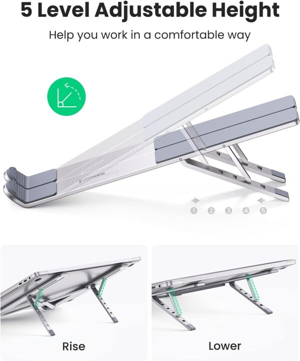 UGREEN 40289 Portable Aluminium Laptop Stand – Adjustable, Foldable Riser - Image 5