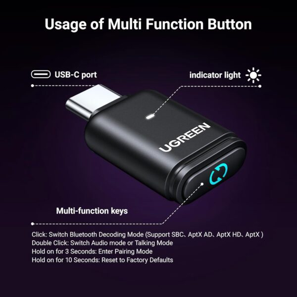UGREEN 45008 Bluetooth 5.3 Adapter for PS5 and PC APTX Low Latency - Image 7