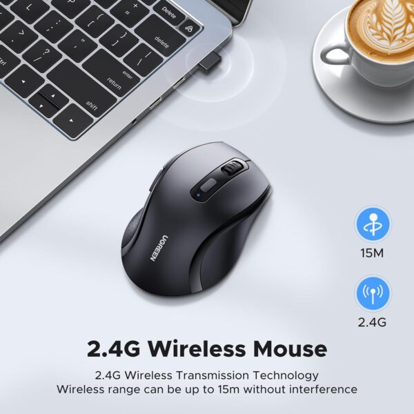 UGREEN 45012 2.4G Wireless Mouse 1600 DPI Ergonomic Design (Black) - Image 3
