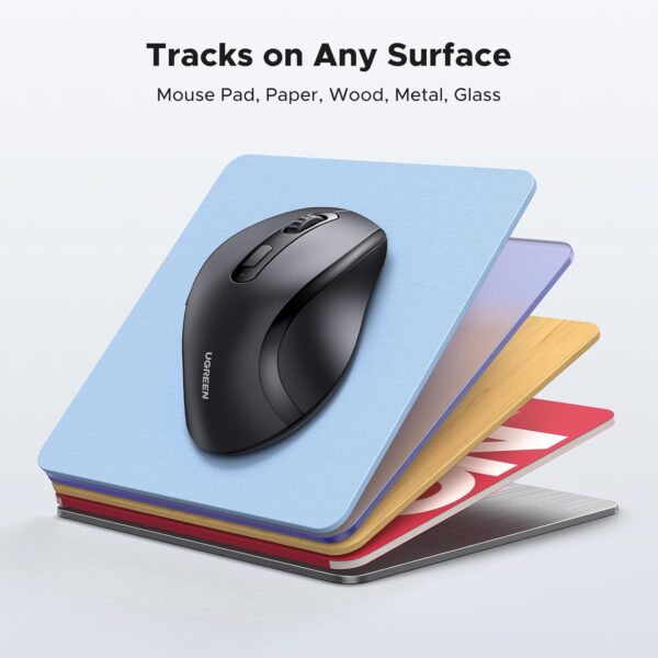 UGREEN 45012 2.4G Wireless Mouse 1600 DPI Ergonomic Design (Black) - Image 7