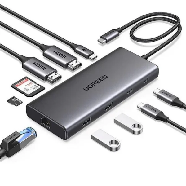 UGREEN 45380 10-in-1 USB-C Docking Station Dual 4K@60Hz HDMI, 100W PD, Gigabit Ethernet - Image 5