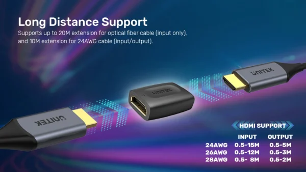 UNITEK 4K HDMI Coupler 4K@60Hz HDR, HDMI 2.0, Gold-Plated - Image 2