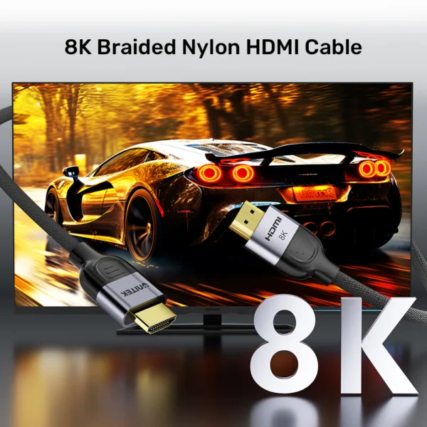 UNITEK C11093RGY01 8K HDMI Cable 2.1 Braided Nylon 8K@60Hz, 4K@120Hz, eARC, VRR, HDR10+ - Image 2