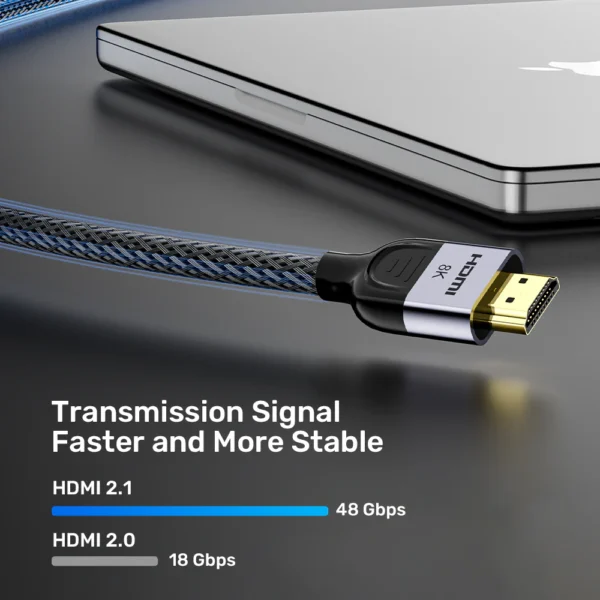UNITEK C11093RGY01 8K HDMI Cable 2.1 Braided Nylon 8K@60Hz, 4K@120Hz, eARC, VRR, HDR10+ - Image 3