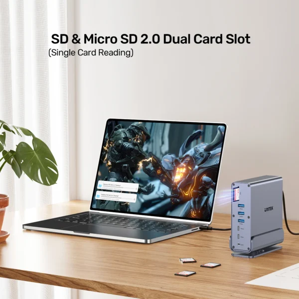 UNITEK 15-in-1 Universal DisplayLink Triple 4K@60Hz Docking Station, Aluminum, 360° Rotation - Image 10
