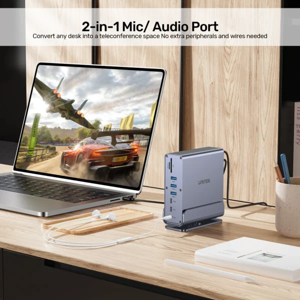 UNITEK 15-in-1 Universal DisplayLink Triple 4K@60Hz Docking Station, Aluminum, 360° Rotation - Image 13