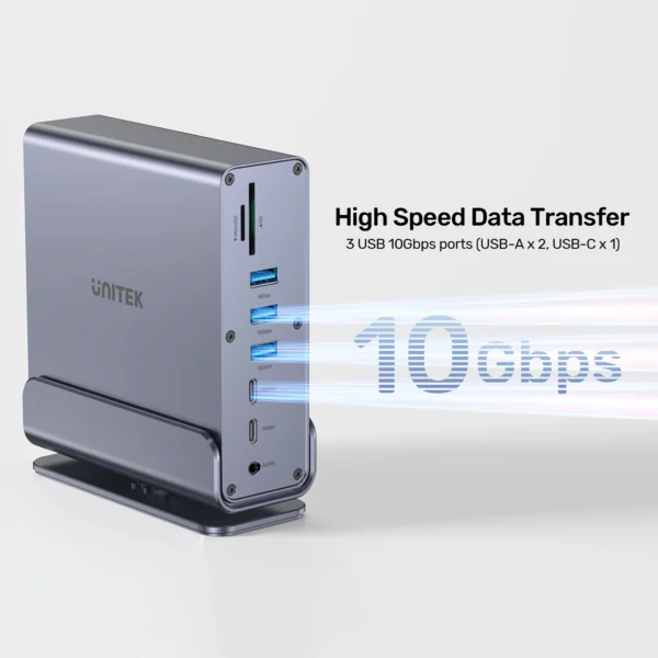 UNITEK 15-in-1 Universal DisplayLink Triple 4K@60Hz Docking Station, Aluminum, 360° Rotation - Image 14
