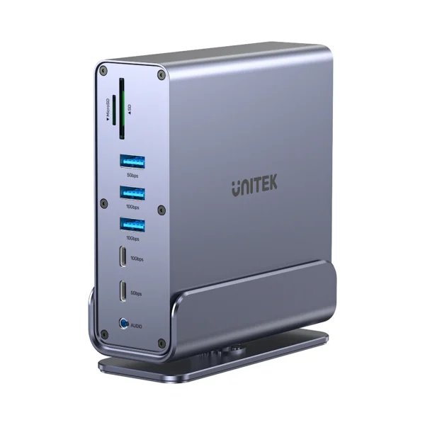 UNITEK 15-in-1 Universal DisplayLink Triple 4K@60Hz Docking Station, Aluminum, 360° Rotation - Image 2
