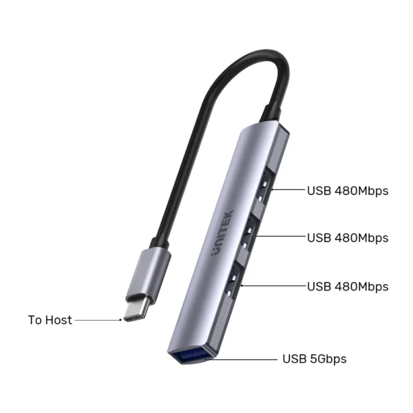 UNITEK uHUB Q4 USB-C Hub 4-in-1 USB-A Adapter (5Gbps + 3x USB 2.0) - Image 10