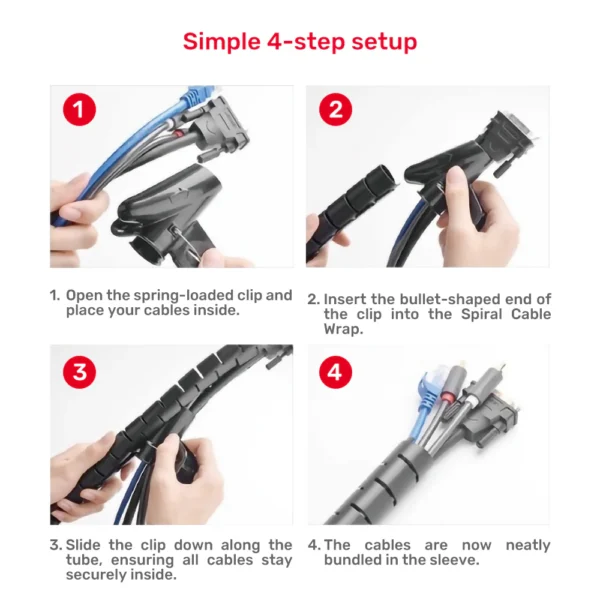 UNITEK Spiral Cable Wrap with Clip Zipper (5M / 10M) Professional Cable Management Solution - Image 3
