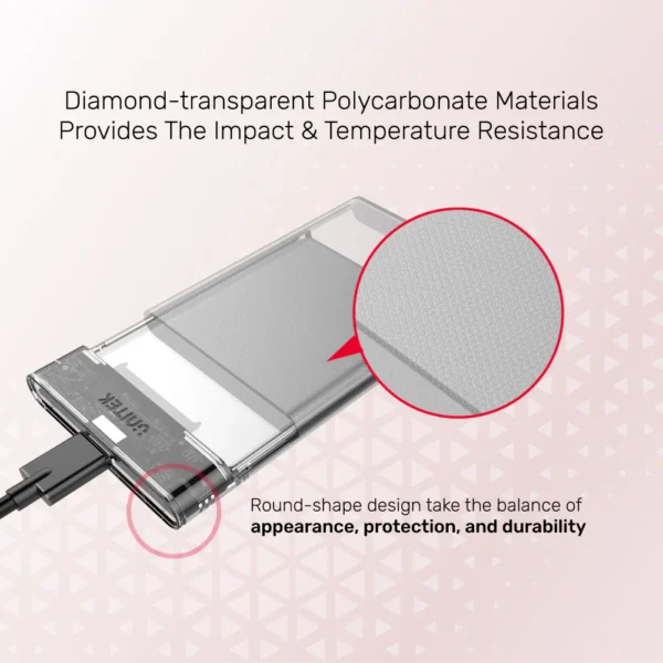 UNITEK DiskGuard Limpid R USB 3.0 to SATA III 2.5" HDD/SSD Enclosure - Image 7