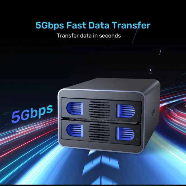 UNITEK 2-Bay RAID External Hard Drive Enclosure (10Gbps 40TB Max) Dual 2.5"/3.5" SATA HDD/SSD Dock - Image 9