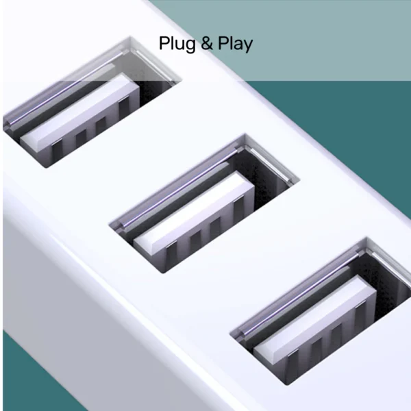 UNITEK 4-Port USB 2.0 Hub 480Mbps Ultra-Compact USB Expander (White) - Image 5