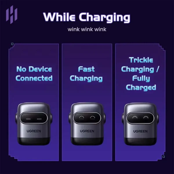 UGREEN 35186 UNO X662 QPai Robot 65W GaN Charger Smart LED Display - Image 2