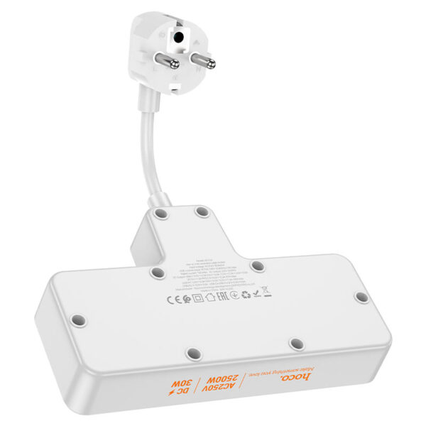HOCO AC12A Reise 30W Power Strip with 2 AC Sockets & 4 USB Ports (3x USB-A + 1x USB-C) - Image 4