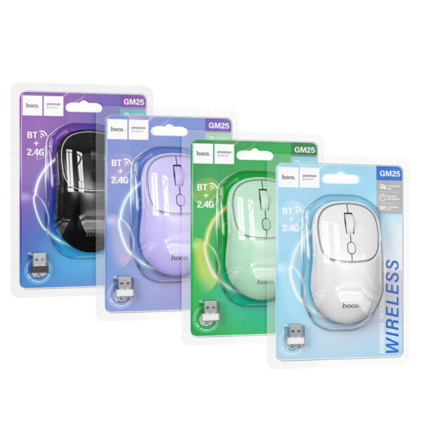 HOCO GM25 Royal Dual-Mode Wireless Mouse, 2.4G + Bluetooth 5.2/3.0, 1600 DPI, 4 Buttons - Image 6