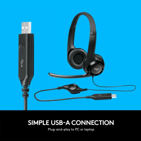 Logitech USB Headset H390 Noise-Cancelling Microphone, Digital Stereo Sound, In-Line Controls - Image 3