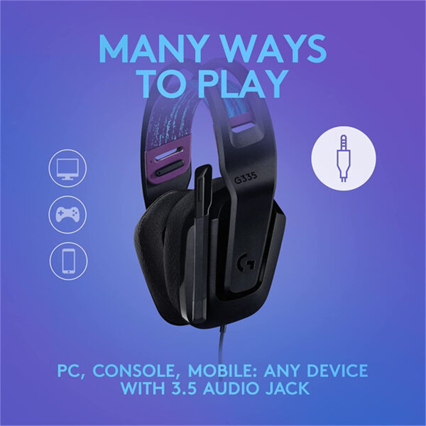 Logitech G335 Wired Gaming Headset (Black) Lightweight Design, Memory Foam Ear Cups - Image 5