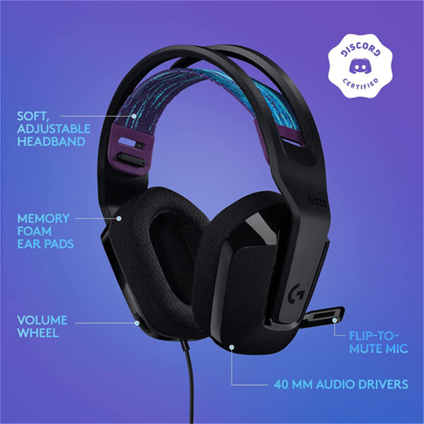 Logitech G335 Wired Gaming Headset (Black) Lightweight Design, Memory Foam Ear Cups - Image 8