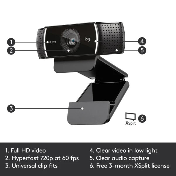 Logitech C922 Pro Stream Webcam 1080p 60fps Background Replacement, H.264 Encoding for Twitch, YouTube - Image 6