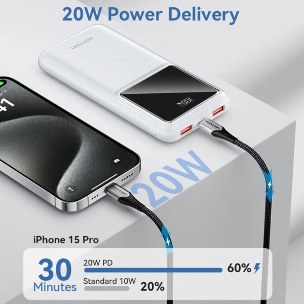 VENTION FHKB0 10000mAh Power Bank with 22.5W PD 3.0 Fast Charging Battery iPhone 17/16/15 /14 - Image 8