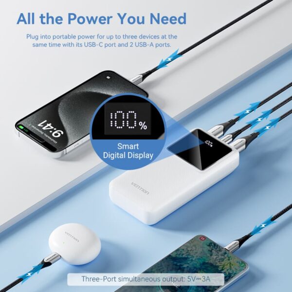 VENTION FHLB0 20000mAh Power Bank with 22.5W PD 3.0 Fast Charging Battery iPhone 17/16/15 /14 - Image 4