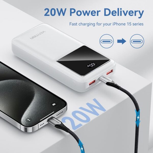VENTION FHLB0 20000mAh Power Bank with 22.5W PD 3.0 Fast Charging Battery iPhone 17/16/15 /14 - Image 6