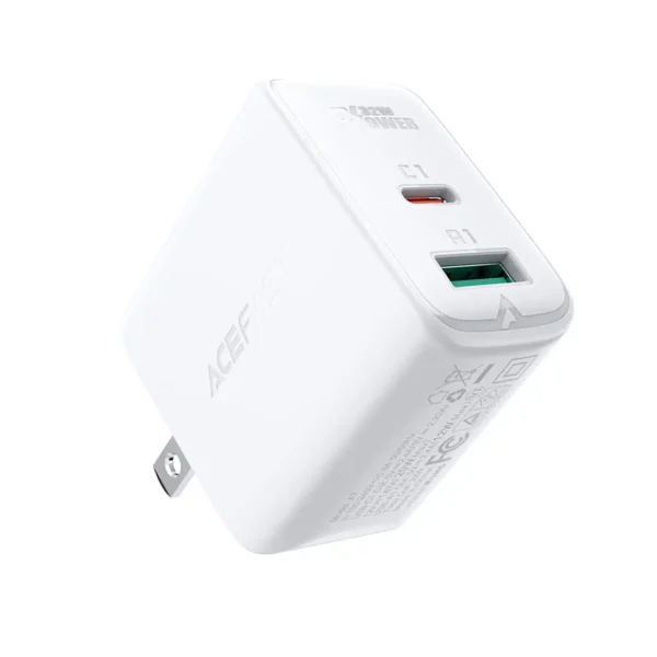Acefast A7 PD 32W Wall Charger USB-C 20W PD (White) US Plug for iPhone, Samsung - Image 7