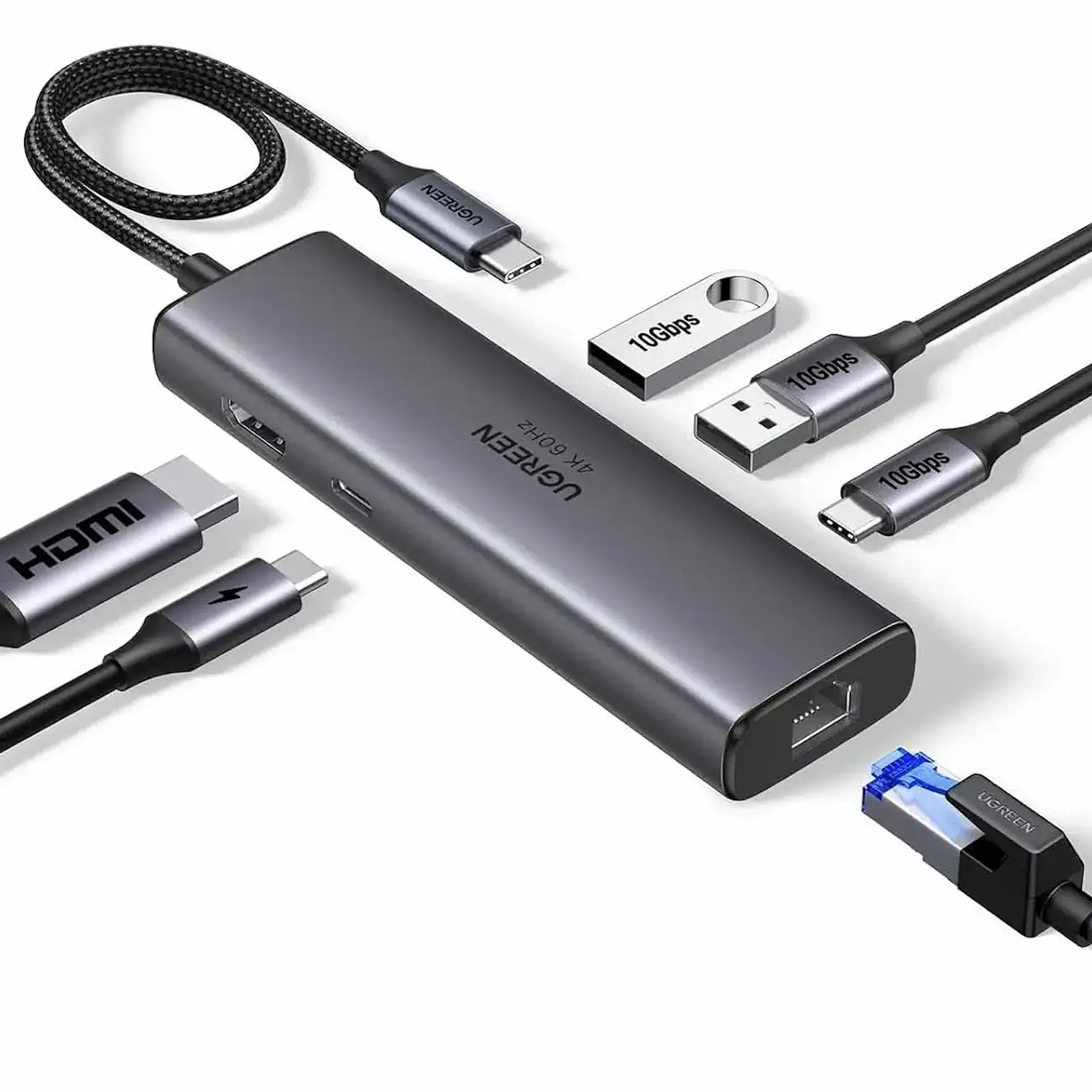 UGREEN 45000 6-in-1 USB C Hub with 4K@60Hz HDMI, 100W PD, Gigabit Ethernet, 2x USB-A 10Gbps, USB-C 10Gbps - Image 8