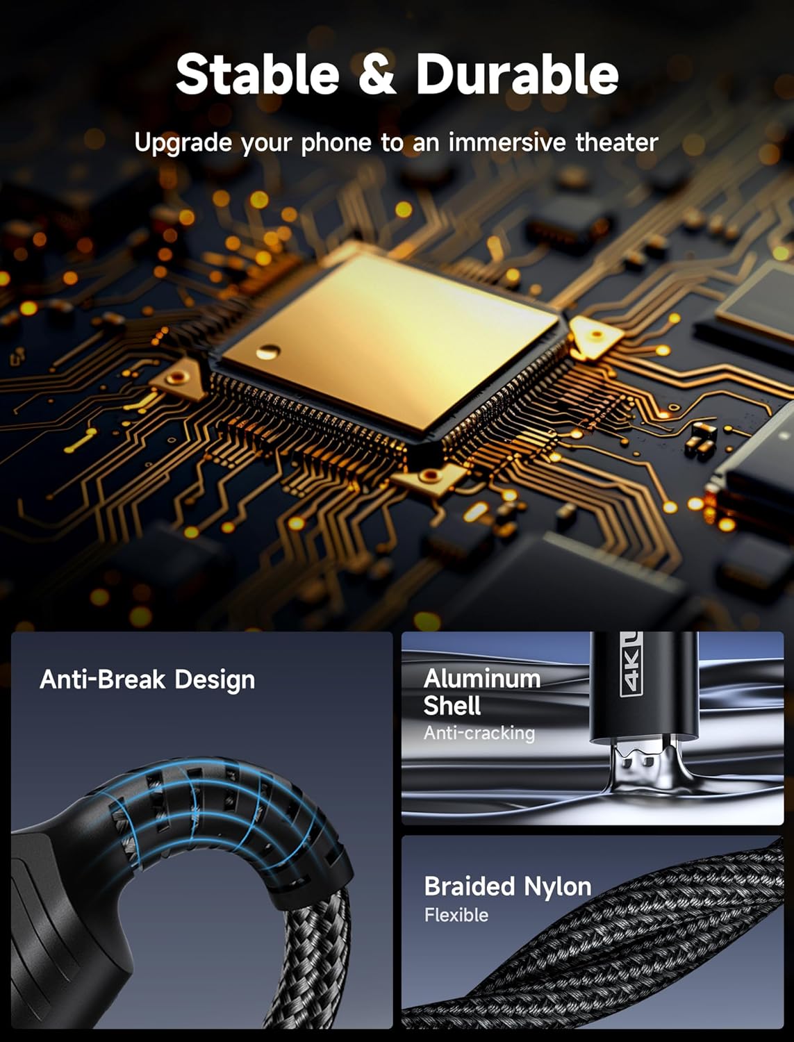 JSAUX USB-C to HDMI Cable (3 Meter) 4K@60Hz Ultra HD - Image 6