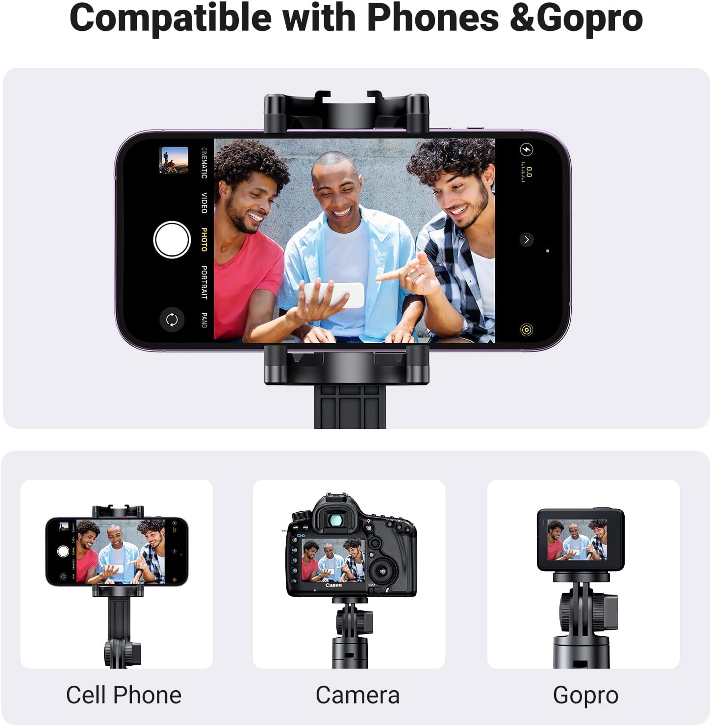 UGREEN 15062 Tripod Stand with Bluetooth Remote, Aluminum Selfie Stick & Phone Holder - Image 3