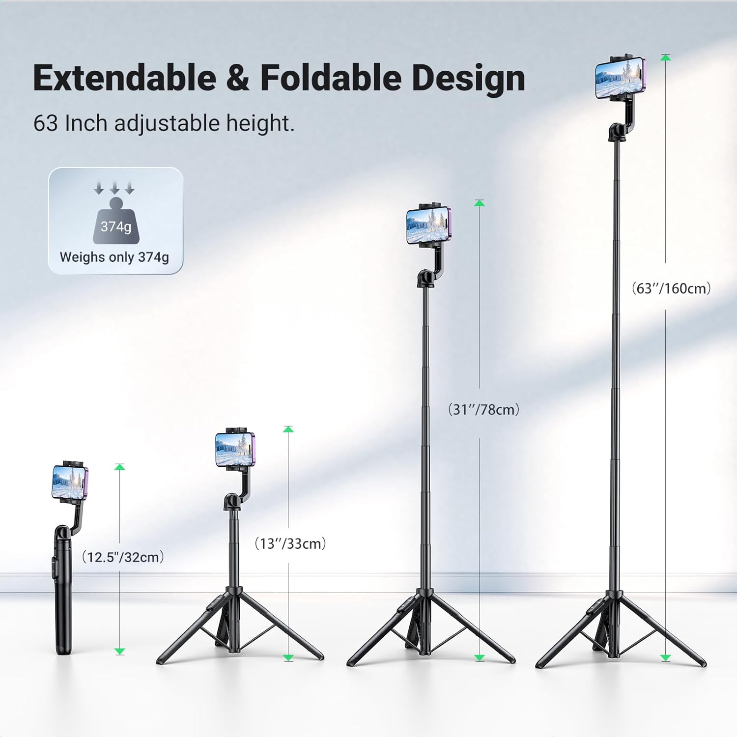 UGREEN 15062 Tripod Stand with Bluetooth Remote, Aluminum Selfie Stick & Phone Holder - Image 4