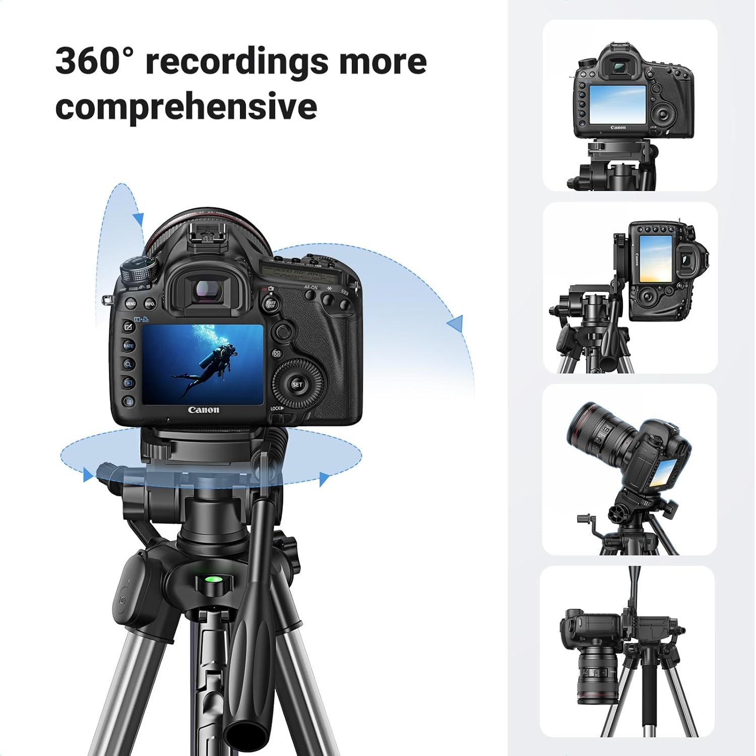 UGREEN 15187 Professional Camera Tripod Stand 69" Heavy Duty Aluminum Tripod for DSLR/SLR - Image 3