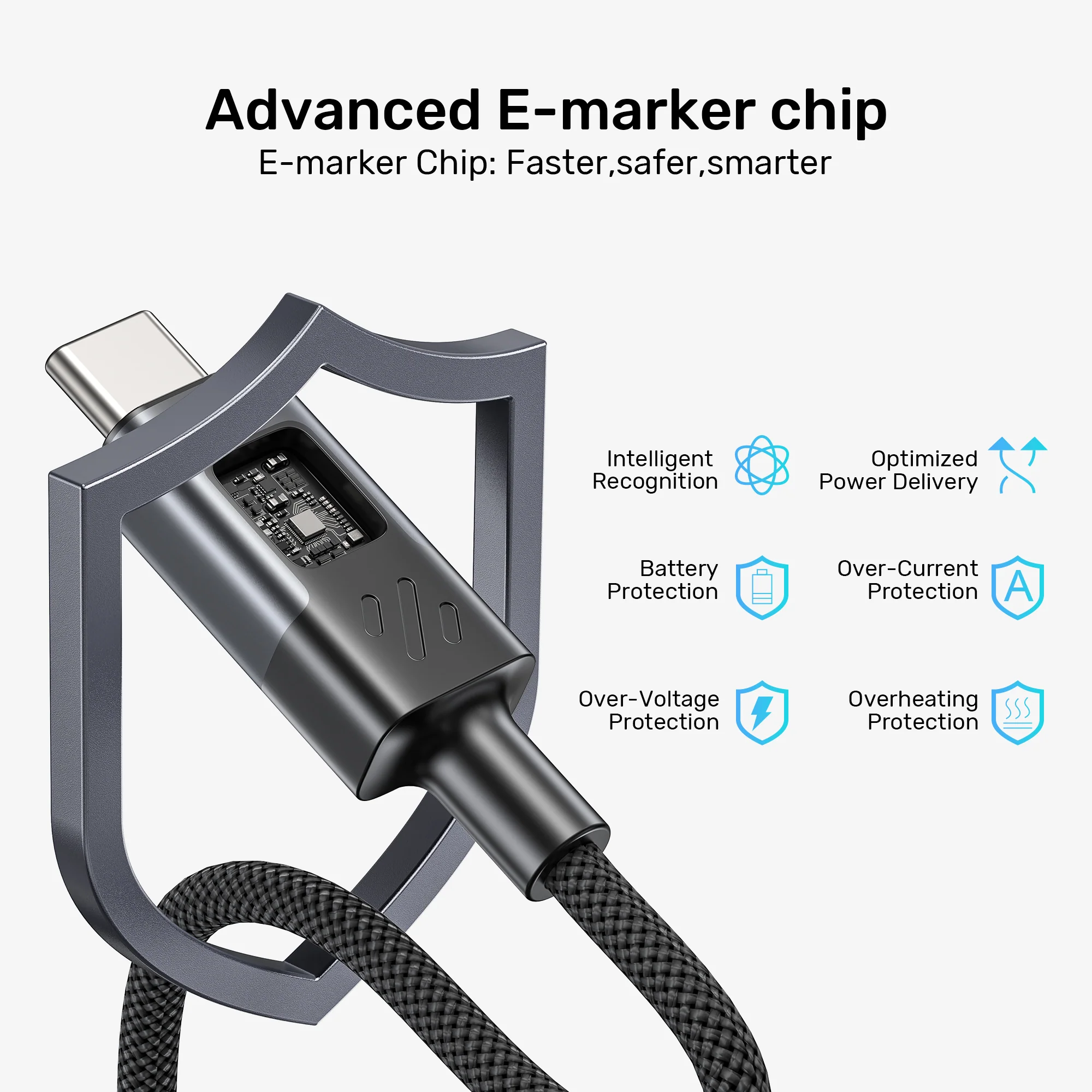 UNITEK PD 60W USB-C Cable with LED Display (2 Meters) E-Marker Chip for iPhone 17/1615, Galaxy S25/S24 - Image 9