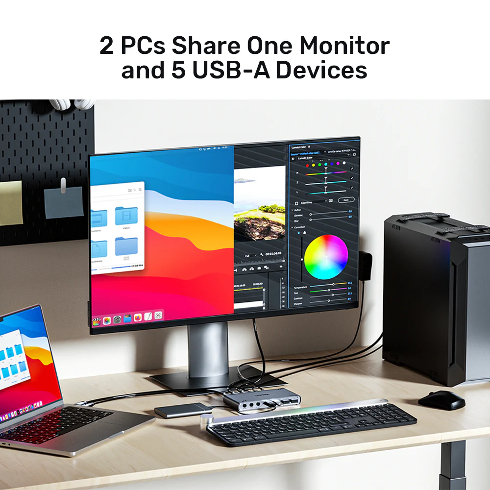 UNITEK USB-C 10Gbps HDMI KVM Switch, 2-PC 4K@30Hz Split-Screen Switch - Image 3
