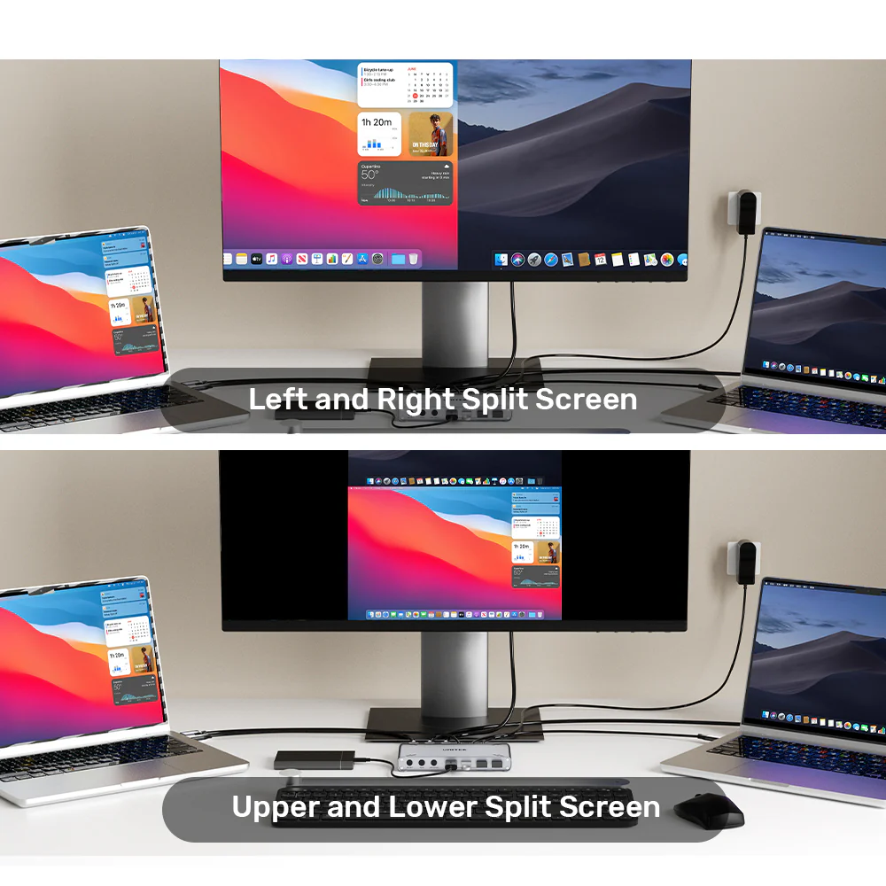 UNITEK USB-C 10Gbps HDMI KVM Switch, 2-PC 4K@30Hz Split-Screen Switch - Image 5