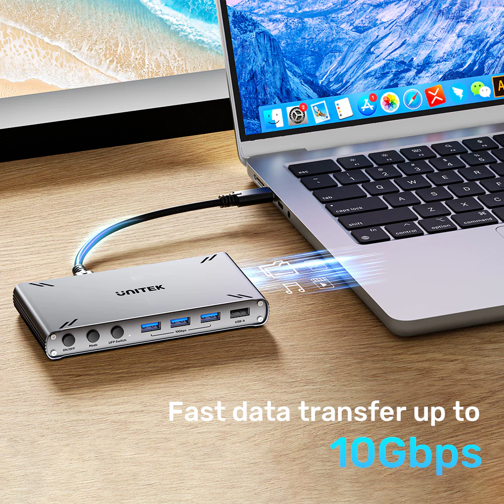 UNITEK USB-C 10Gbps HDMI KVM Switch, 2-PC 4K@30Hz Split-Screen Switch - Image 7