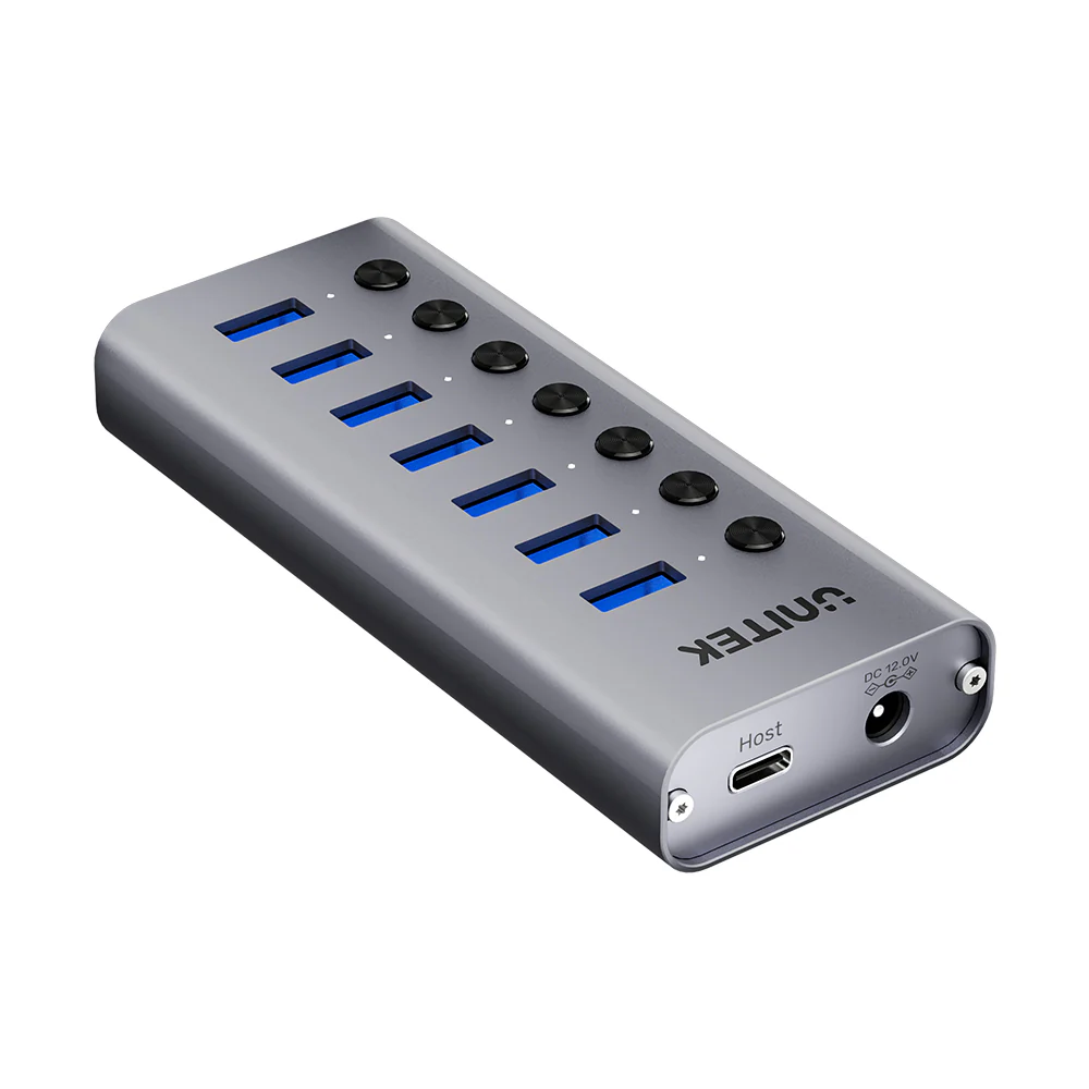 UNITEK 7-in-1 USB Hub with Individual Port Switches 7x USB-A 5Gbps + BC1.2 Fast Charging - Image 2