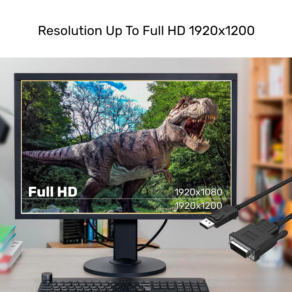 UNITEK DisplayPort to DVI-D Cable (1.8 Meter) 1920x1200 @60Hz Active Adapter Cable - Image 2