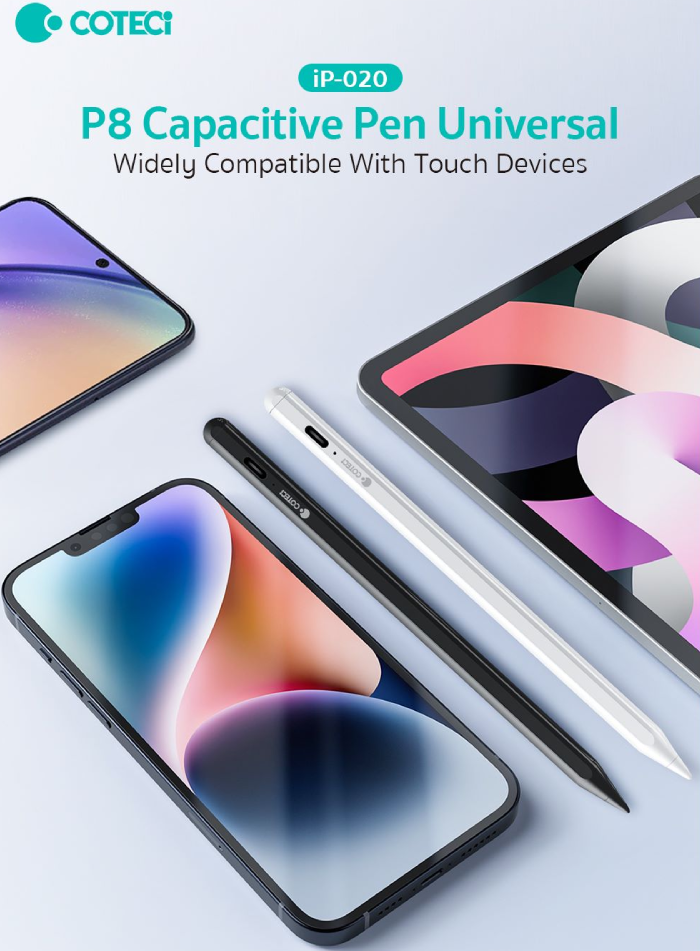 COTECi P8 Universal Active Stylus Pen with Tilt Function, USB-C Fast Charging & Magnetic Attachment - Image 2
