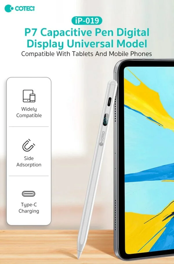 COTECi P7 Universal Active Stylus Pen with USB-C Fast Charging & Magnetic Attachment - Image 2