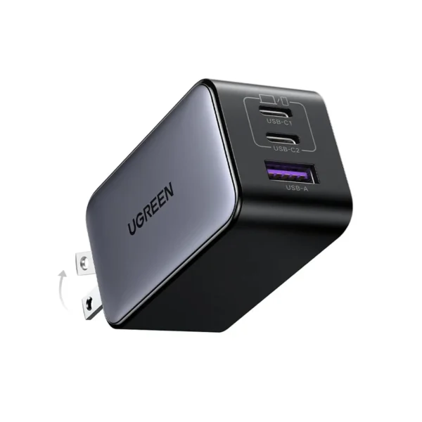 UGREEN 20700ย Nexode 65W GaN USB C 3-Port Compact Foldable Fast Charger