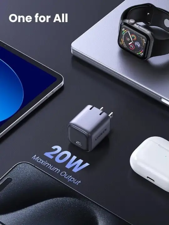 UGREEN 55428 Nexode 20W GaN II USB-C Foldable Wall Charger (US Plug) for iPhone 17/16/15 Series, Galaxy S25/S24 - Image 3