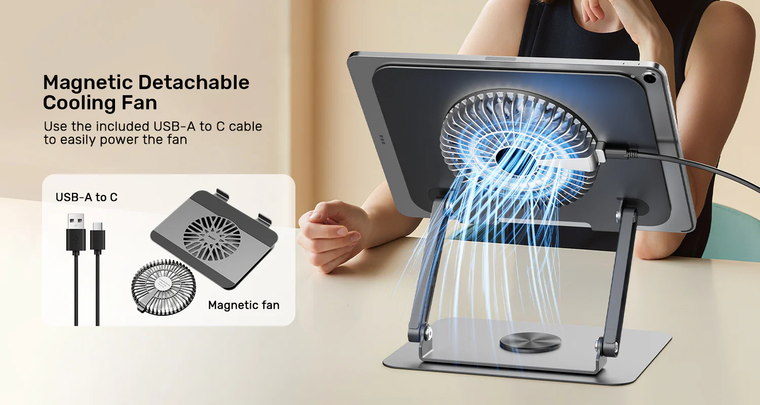 UNITEK OT1098AGY01 Adjustable Laptop Stand with Detachable Cooling Fan