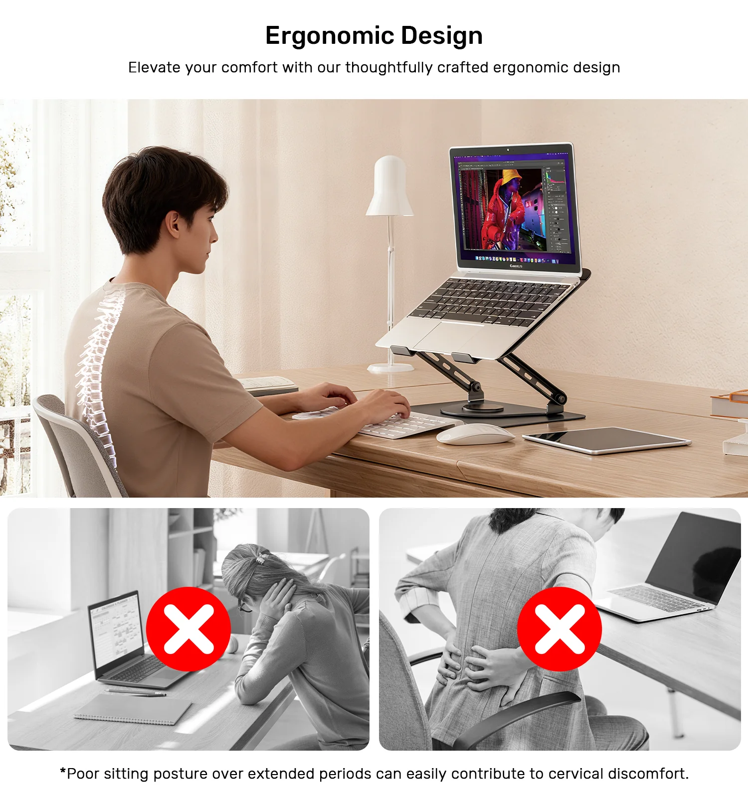 UNITEK OT1098AGY01 Adjustable Laptop Stand with Detachable Cooling Fan