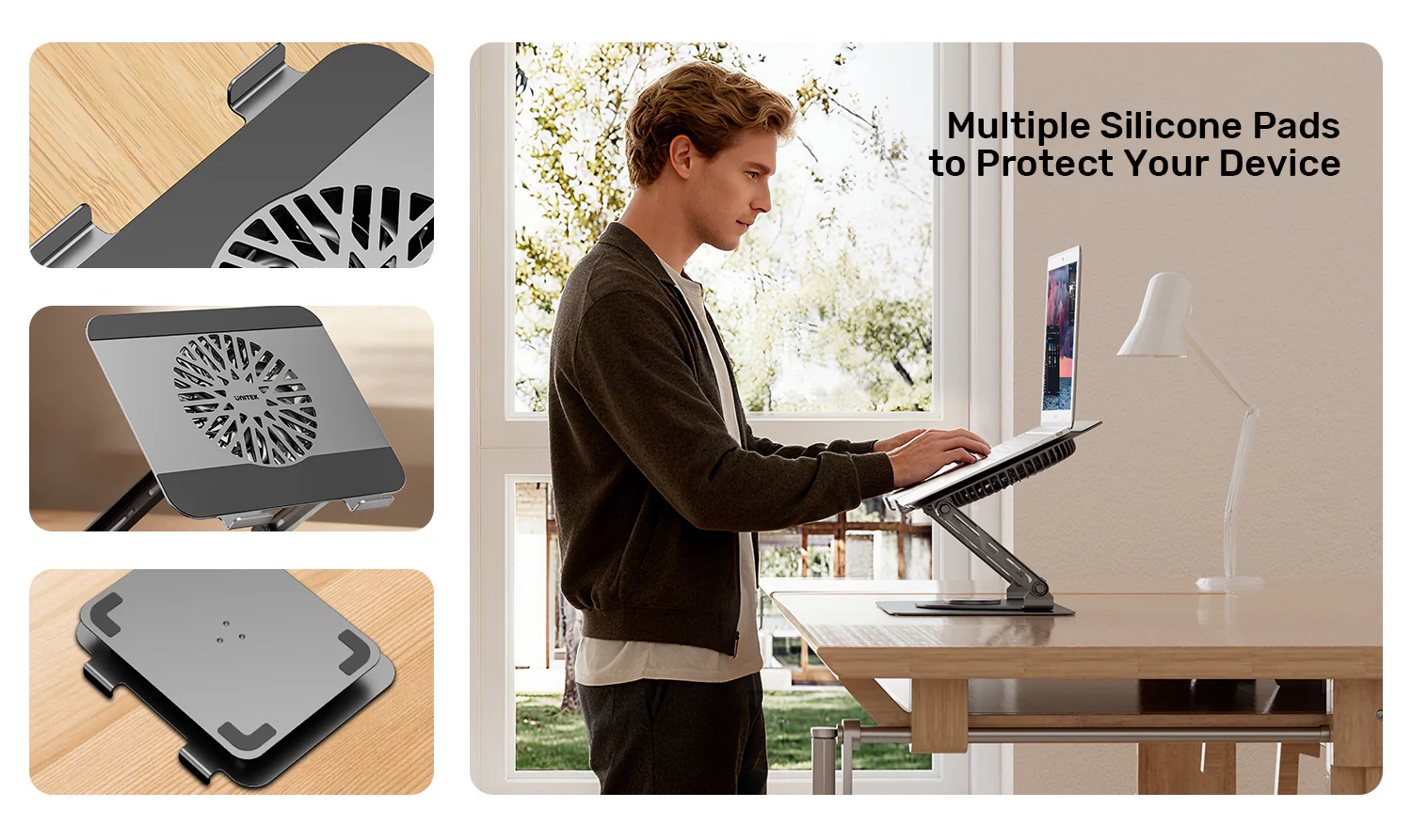 UNITEK OT1098AGY01 Adjustable Laptop Stand with Detachable Cooling Fan