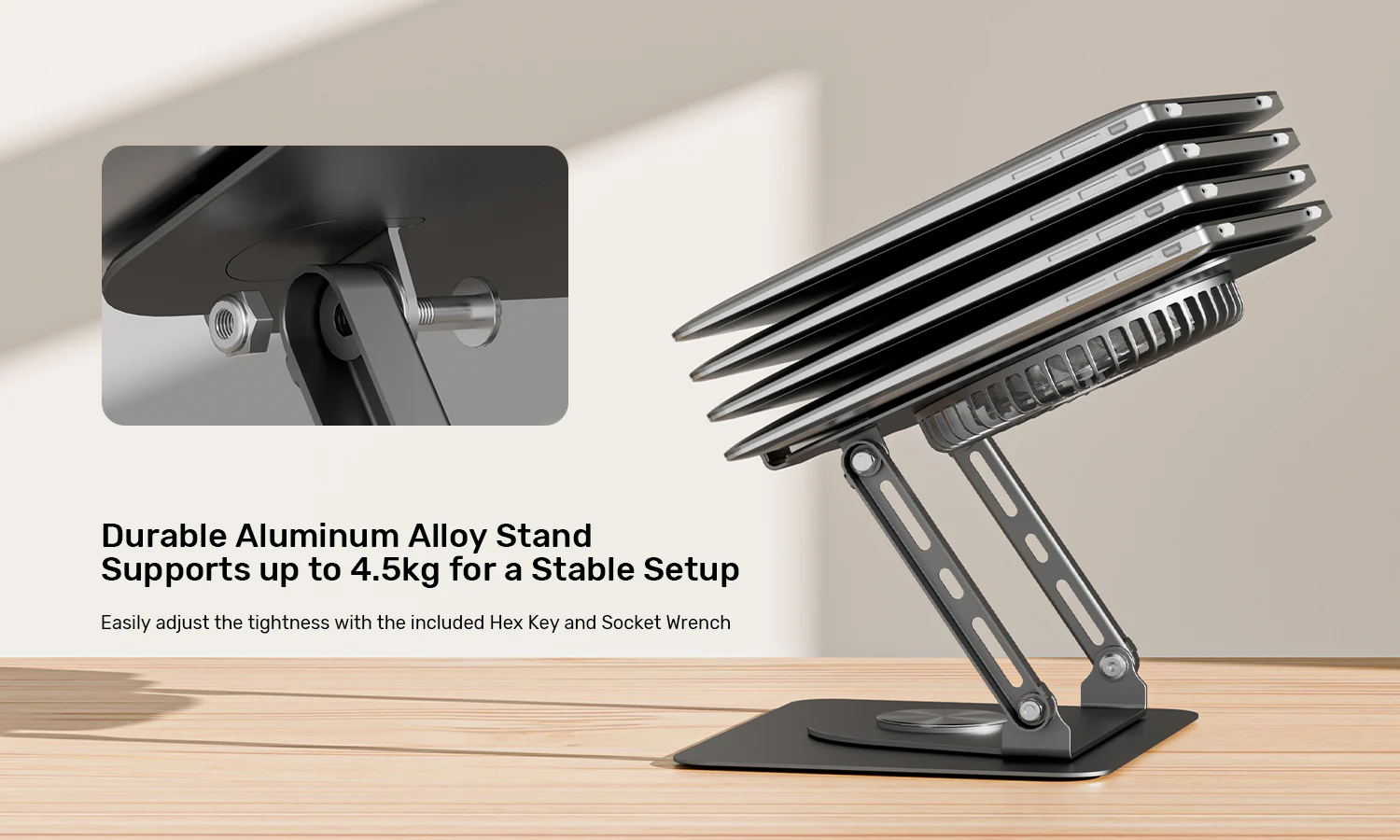 UNITEK OT1098AGY01 Adjustable Laptop Stand with Detachable Cooling Fan