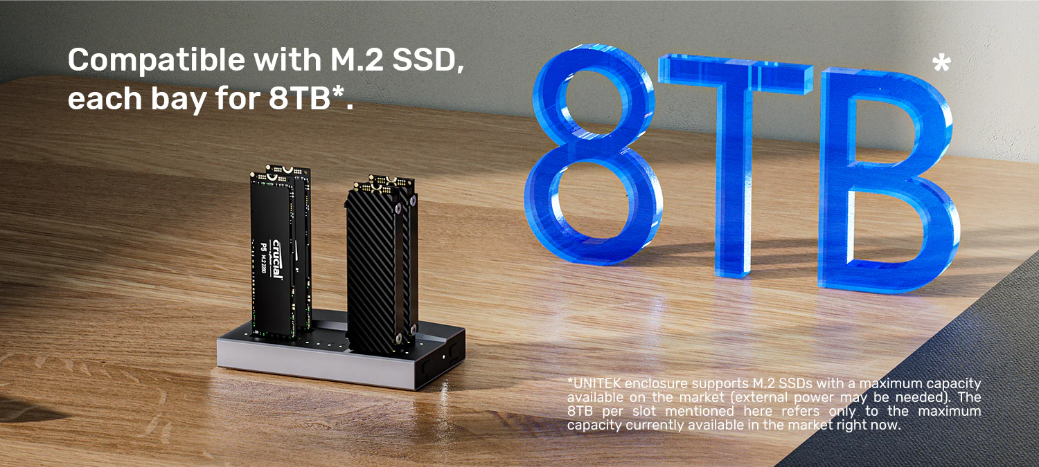 UNITEK USB4 4-Bay M.2 SSD Docking Station, 40Gbps Total Speed 1-to-3 Offline Clone, Supports 2230 to 22110 NVMe PCIe SSDs