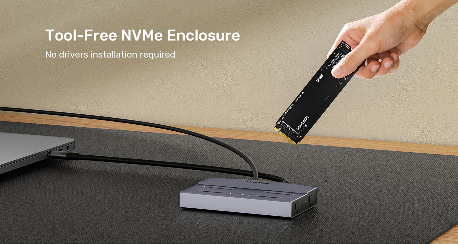 UNITEK USB4 4-Bay M.2 SSD Docking Station, 40Gbps Total Speed 1-to-3 Offline Clone, Supports 2230 to 22110 NVMe PCIe SSDs